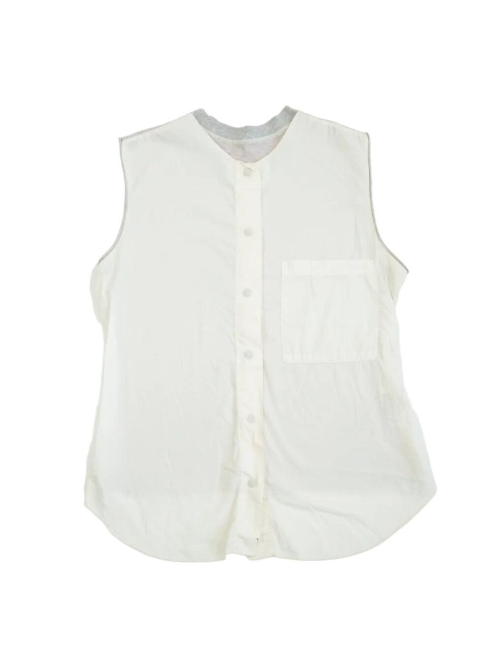 MM6 Maison Margiela White Sleeveless Button Up Shirt Gray Jersey Back Panel